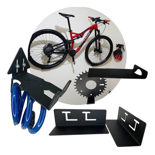 Imagem 1 de 8 de 2 Suportes De Parede Bicicleta + 2 Suportas Para Acessórios