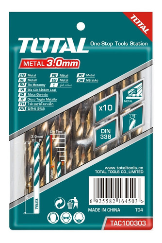Broca Metal Hss  Total Tools Tac100303