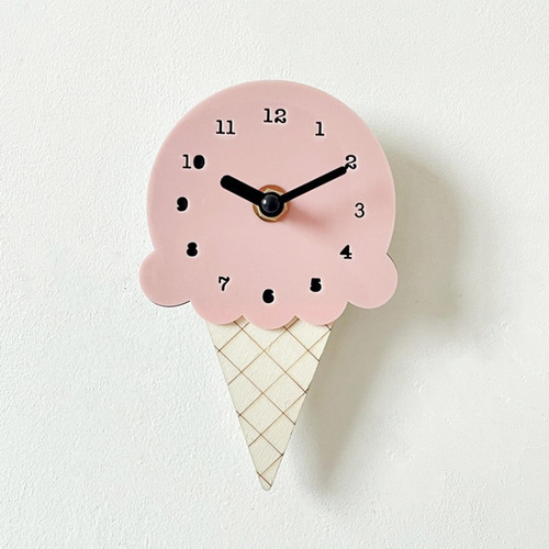 Para Mini Reloj De Pared Con Helado Para Dormitorio, Rosa