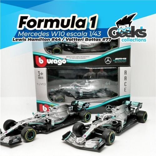 Formula 1 W10 Bburago 2pack Hamilton Bottas + 10 Cards F1