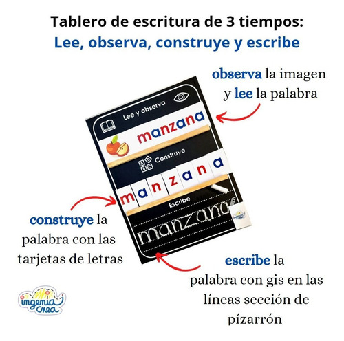 Abecedario Montessori Ingeniacrea Tablero Didáctico+tarjetas