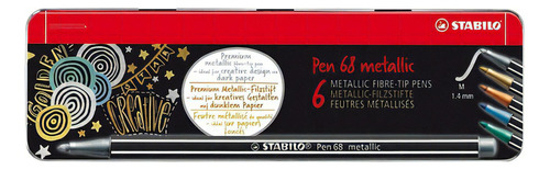 Marcador Stabilo Pen 68 Metallic X 6 Lata