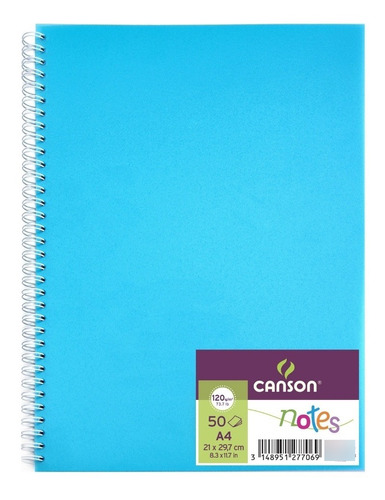 Canson Notes Espiral 50 Hojas 120g/m² 21 X 29,7 Cm A4 Color Celeste