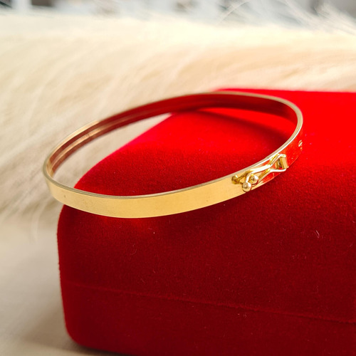 Bracelete Quadrado/retangular 4mm - 19cm - Ouro 18k Dourado 4 Mm 19 Cm