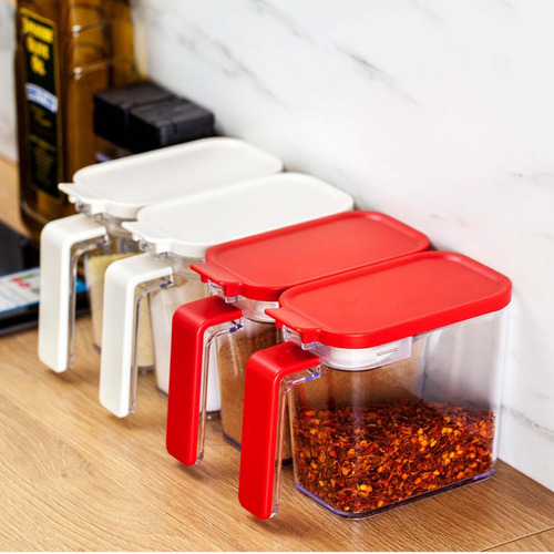 Soporte De Caja De Condimento De Tarro De Condimento De Rojo