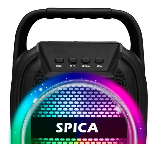 Parlante Spica Sp-2065 Bluetooth Portatil Led Rgb Inalambric Color Negro