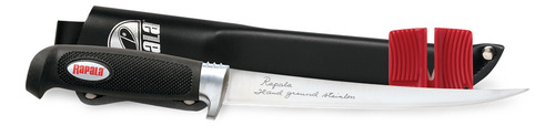 Cuchillo Rapala Soft Grip para filetear de acero inoxidable con afilador y funda