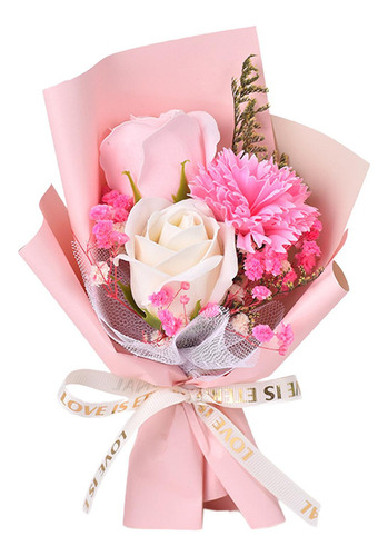 Mini Ramo De Flores De Jabón, Decoración 15cm Papel Rosa