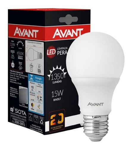 Lâmpada De Led Pera Branca Ys1350 Bivolt 15w Avant