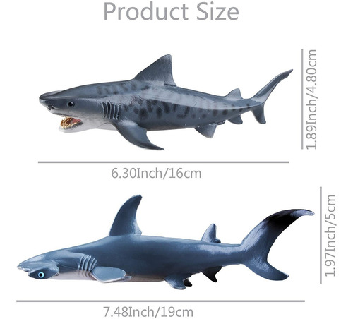 Imagen 5 de 8 de Toymany 6 Figuras Realistas De Juguete De Tiburn De 5 A 8 Pu