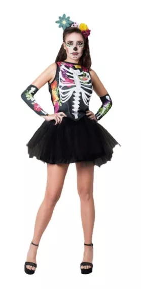 Disfraz Halloween Bruja Adulto Calavera Esqueleto Disfraces