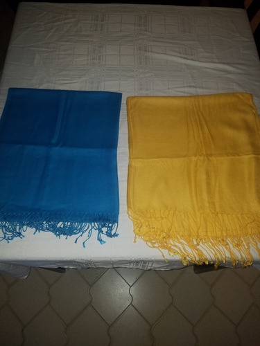 Bufanda O Parshmina Amarilla Y Azul