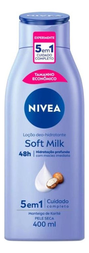 Loção Deo-hidratante Soft Milk 5 Em 1 Frasco 400ml Nivea