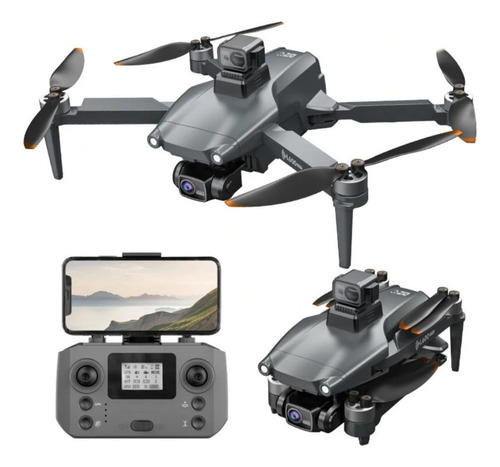 Drone L600 Pro Max Gps Câmera 4k Gimbal 3 Eixos 3 Bat + Case Cor Cinza