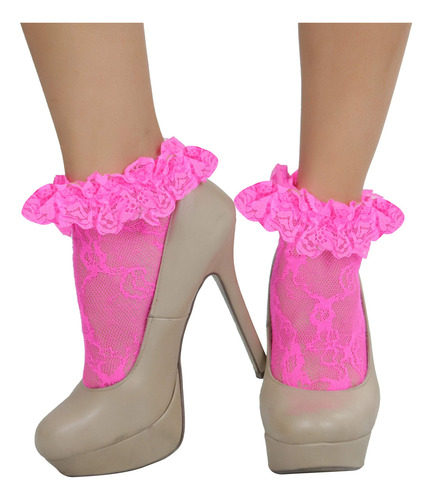 Tobillera Encaje Rosa