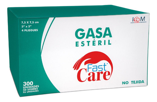 Gasa Estéril Fast Care No Tejida 7,5 X 7,5 Cm 300 Unidades