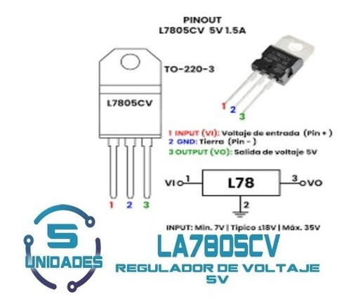 5 Unidades 7805 La7805 La7805cv Regulador De Voltaje 5v