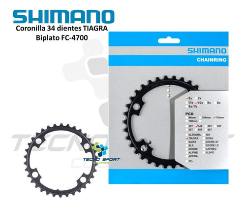 Plato Coronilla Shimano Tiagra 4700 10v Biplato 34 Dientes