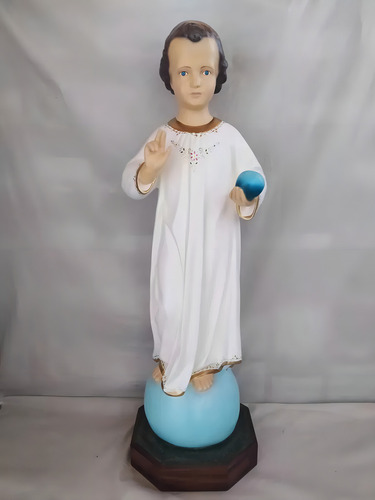 Imagem De Menino Jesus De Nazare 85 Cristo Base Madeira Cor Pintura A Mão