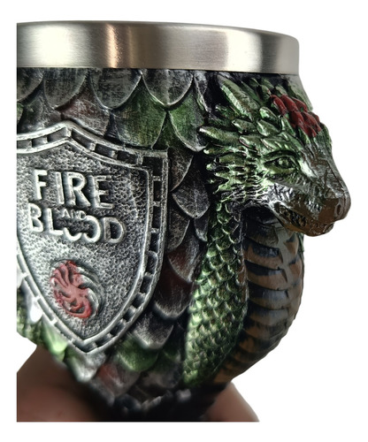 Taça 3d 180ml Dragão Game Of Thrones Resina Aço Inox