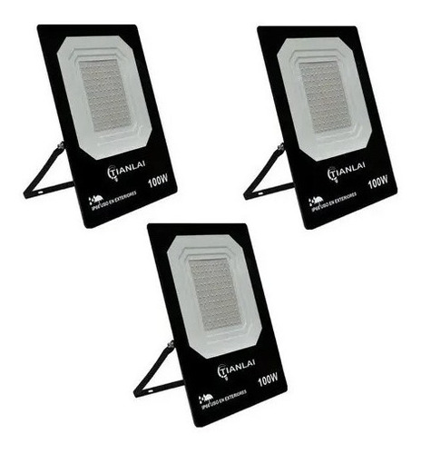 3 Pzs Reflector Led 100w Ip66 1800 Lm Ultra Delgado Oferta!