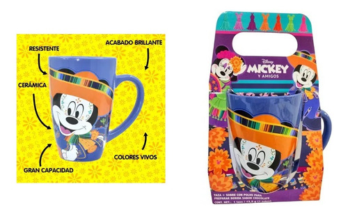 Taza De Ceramica Disney Mickey Minnie Mouse Catrina Cocoa