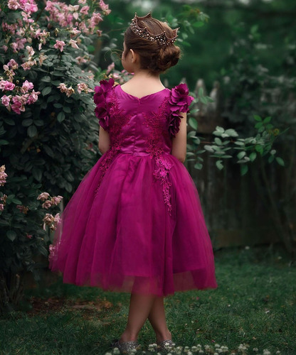 Vestido Con Mangas De Ángel Fucsia, Trish Scully Child