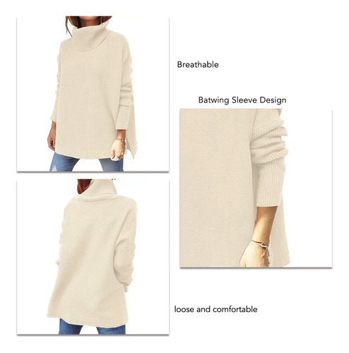 Jersey De Cuello Alto De Gran Tamaño Para Mujer, Manga De Al