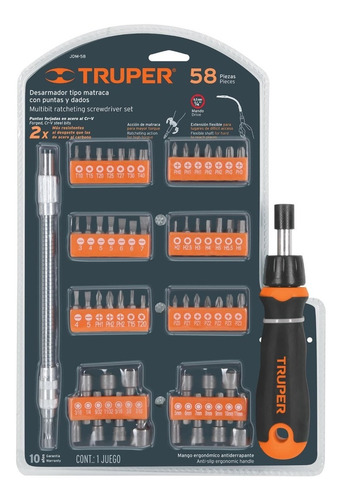 Juego Set Puntas 58 Piezas Kit Truper Destornillador Crique