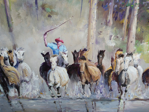 Cuadros Caballos Tropillas Costumbrismo Paisajes50x70cm