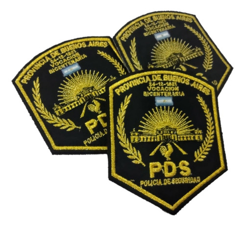 Escudo Parche Pds (policía De Seguridad) Dorado Trucker
