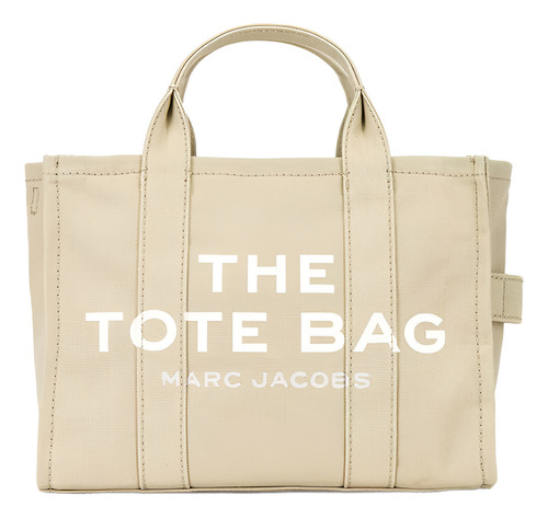 Bolsa Marc Jacobs Tote Canvas Beige Bandolera Acabado De Los Herrajes Lona De Algodon Diseño De La Tela Lisa