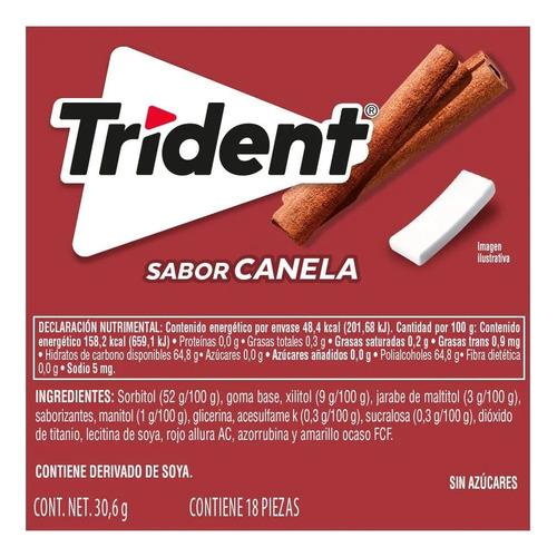Adams Trident Valupak Canela 18s 12 Pzs Chicle Cartera