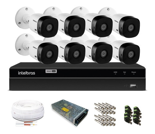 Kit Intelbras 8 Câmeras De Segurança 720p Dvr 8 Canais