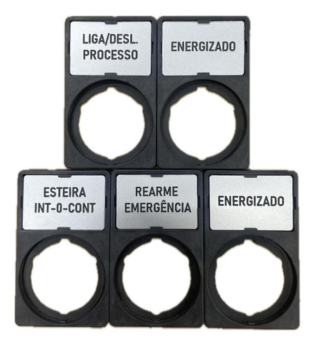 Plaqueta + Porta Plaqueta Para Botão 22mm Gravação Laser