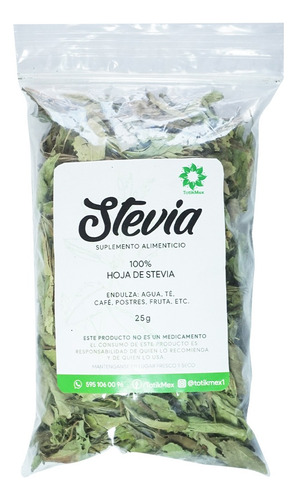 Endulzante De Hoja De Stevia Entera 100% Natural 100 Gr