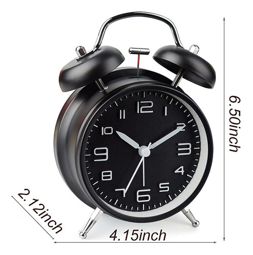 Reloj Despertador Analógico De 4 Pulgadas Con Luz Nocturna Blanco