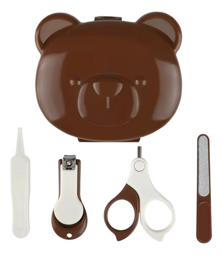 Kit 4pz Higiene Cuidado Uñas Bebé Cortauñas Marrón