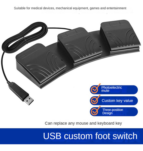 Pedal De Pie Usb Para Pc, Interruptor De Pie Triple, Pedal D