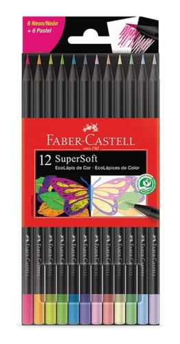 Colores Faber Castell  Supersoft Tonos Neón Y Pastel X 12
