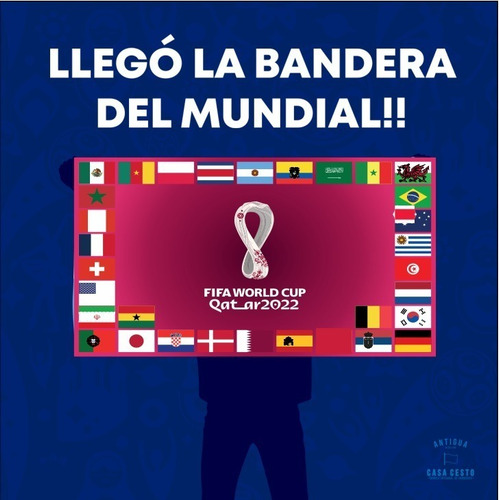 Imagen 3 de 4 de Bandera * Mundial Qatar 2022 * Con Los 32 Paises * 90x150cm