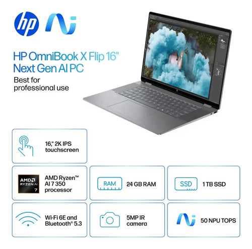 Hp Omnibook X Flip Copilot 16 2k Touch Ryzen Ai 7 24gb 1tb
