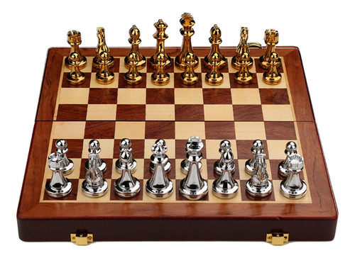 Juego De Ajedrez Medieval Con Tablero De Ajedrez Oro Plata