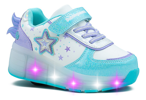 Tenis Patín Bubble Gummers Para Niña Zaila Color Ajuste Velcro Luces
