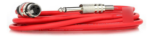 Cabo De Microfone Xlr P10 Mono - Vermelho - 35 Metros