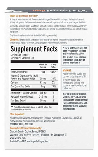 Suplementos Para El Crecimiento Del Cabello Viviscal Men 180