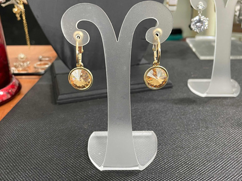 Aretes Swarovsky Rivoli Dorados Mayel Lux