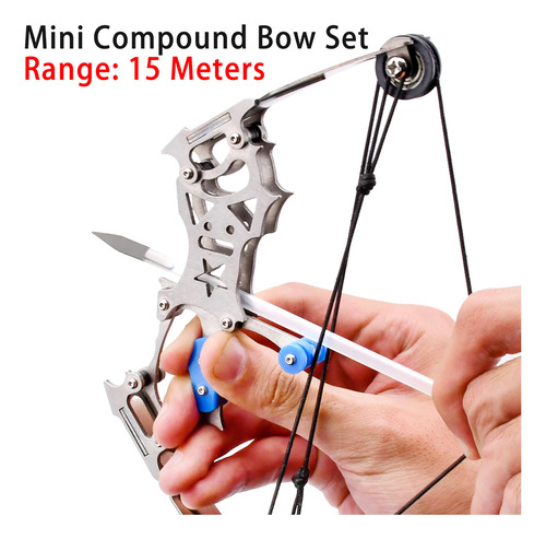 Mini Arco Compuesto 5.9/10.2 Con Flechas Acero Inoxidable 5.9"bow Ambidiestro