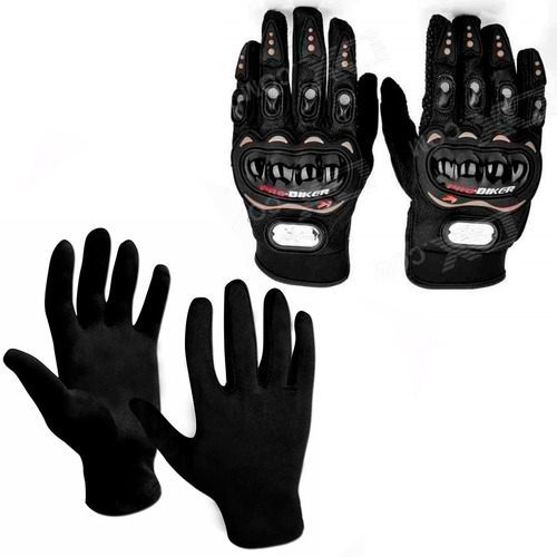 Kit Guantes Pro Biker Protecciones + Primera Piel Fas Motos