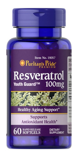 Resveratrol 100mg 60 Softgel Cap Puritan's Pride Importado